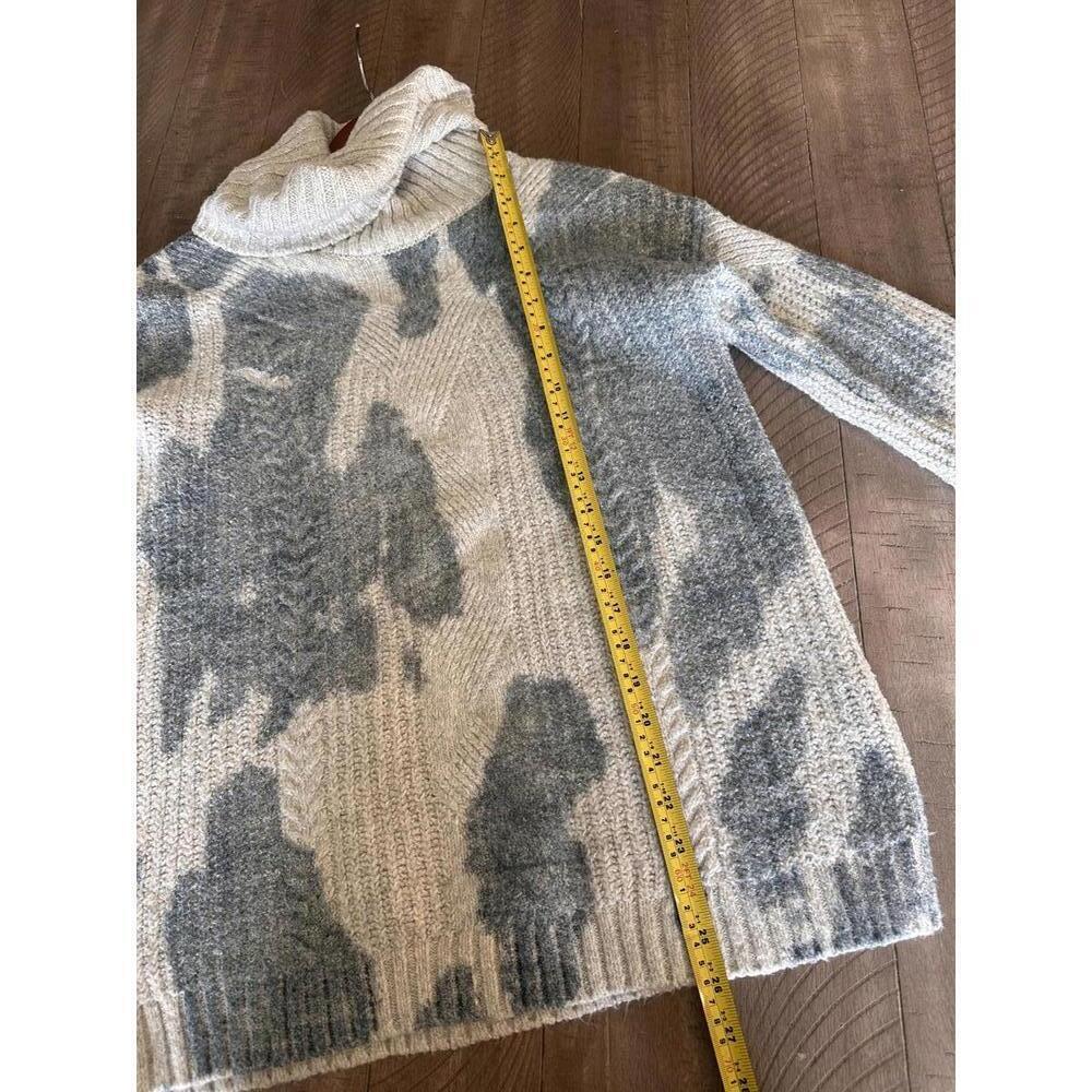 Pilcro Anthropologie Spotted Turtleneck Sweater Cream & Blue Women XS Oversized - Picture 10 of 13